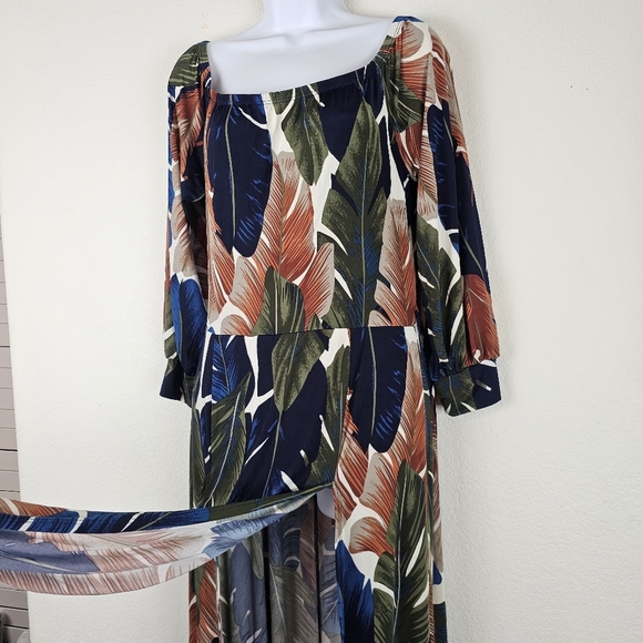 Fashion Nova Curve Night Moves Off-Shoulder Romper Maxi Dress Olive Combo Size L - Picture 10 of 16